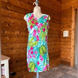 Island Planet Tropical Print Shift Dress Cover Up M/L